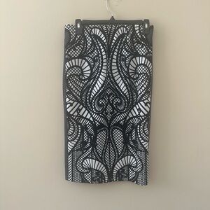 ECI Black and White Graphic Pencil Skirt